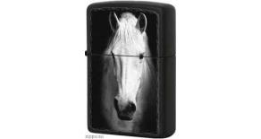 Зажигалка ZIPPO Белая лошадь, с покрытием Black Matte, латунь/сталь, чёрная, матовая, 36x12x56 мм